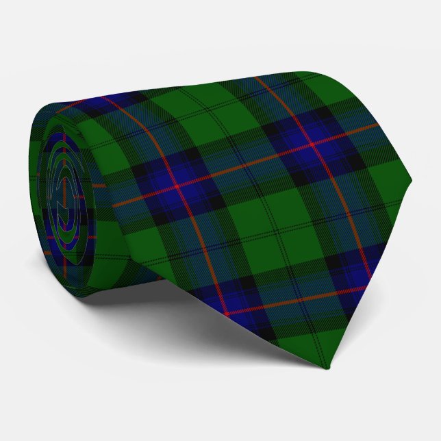 Gravata Xadrez azul-tartan armstrong e verde (Rolled)
