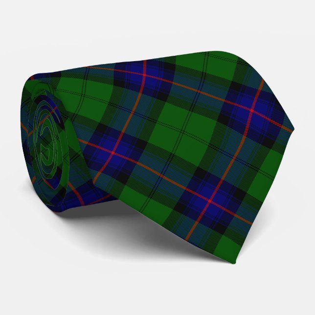 Gravata Xadrez azul-tartan armstrong e verde (Rolled)
