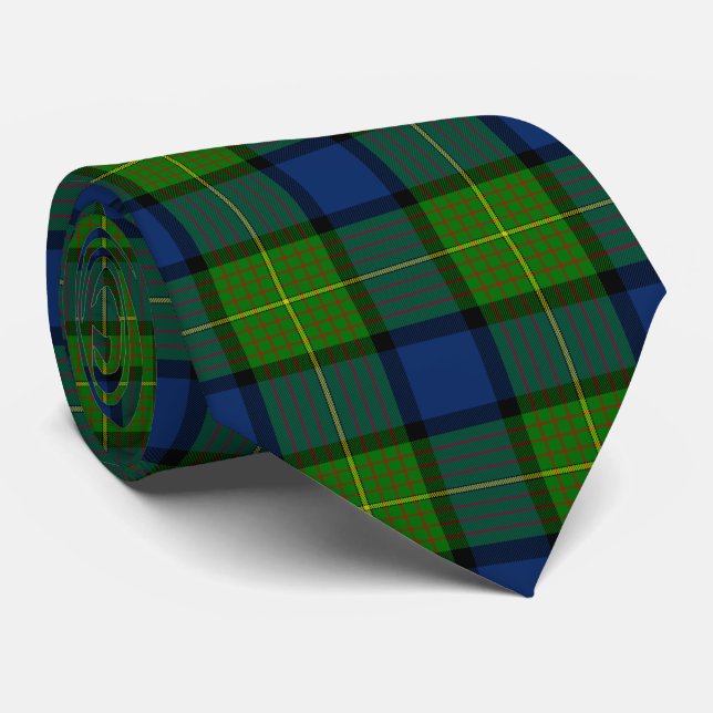 Gravata Xadrez azul verde Muir Moore tartan (Rolled)
