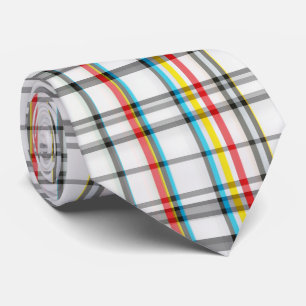 Gravata Xadrez Branco Vermelho Preto Azul
