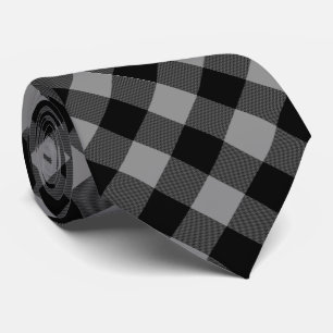 Gravata Xadrez Búfalo Cinza e Preto Quadros Xadrez