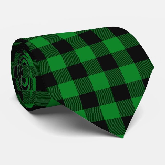 Gravata Xadrez Búfalo Verde Kelly (Rolled)