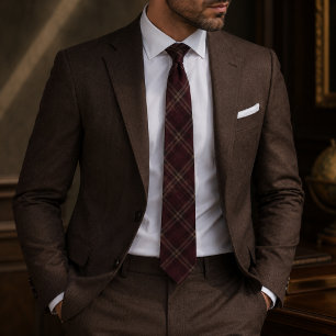 Gravata Xadrez Burgundy Windowpane