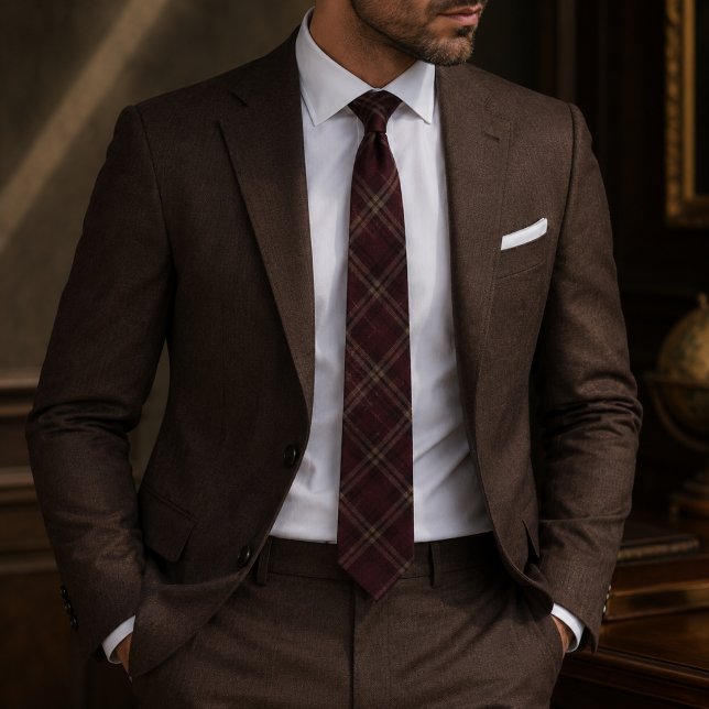 Gravata Xadrez Burgundy Windowpane (Criador carregado)