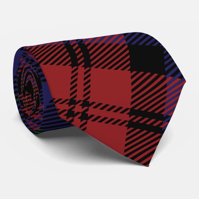 Gravata Xadrez Clan MacLachlan Purple Red Check Tartan (Rolled)
