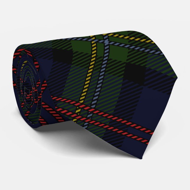 Gravata Xadrez Clan Malcolm Olive Verde Roxo Check Tartan (Rolled)