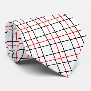 Gravata Xadrez das Linhas de Grade Pretas Vermelhas