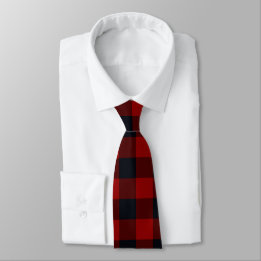 Gravata Xadrez de Búfalo Vermelho e Preto