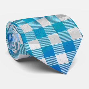 Gravata Xadrez de Buffalo Checkered Azul e Branco