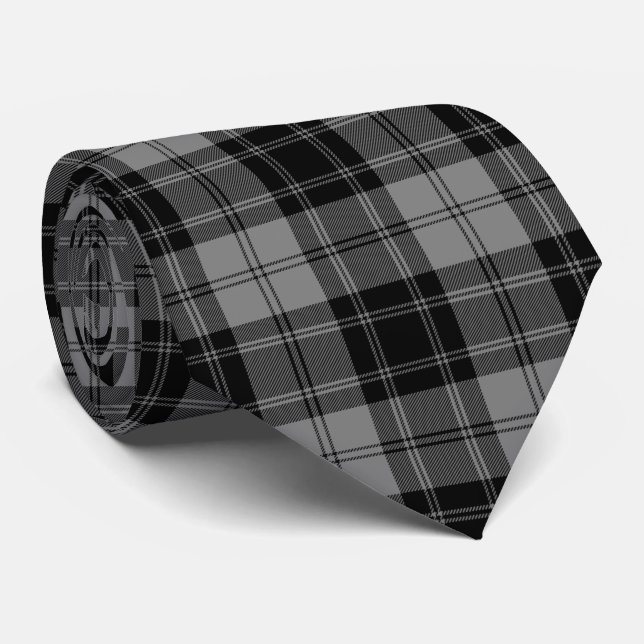 Gravata Xadrez de cinzas pretas Douglas tartan (Rolled)