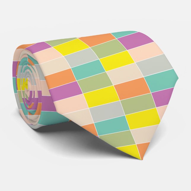 Gravata Xadrez de Cores Suaves (Rolled)