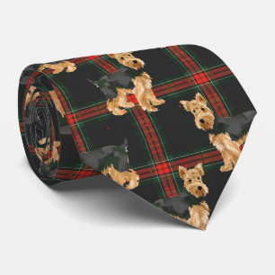 Gravata Xadrez de Natal Airedale Vermelho Verde