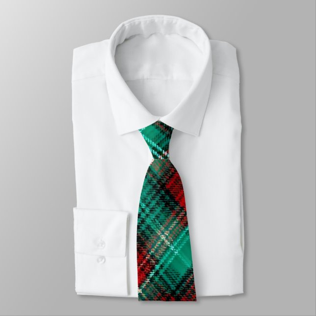 Gravata Xadrez de Natal vermelho e verde (Amarrado)