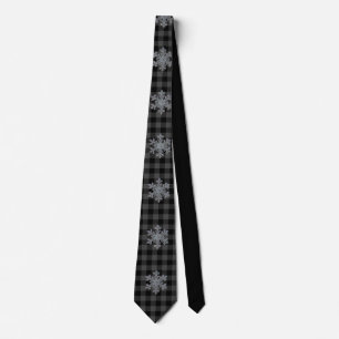 Gravata Xadrez de Tartan preto e branco, detalhes do floco
