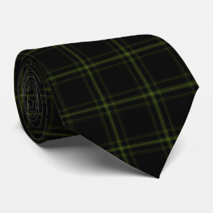 Gravata Xadrez de Tartan Preto Verde Suave