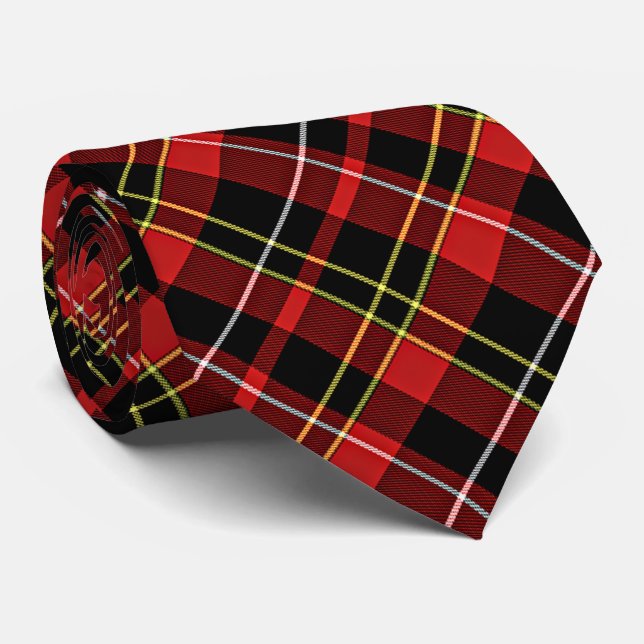 Gravata Xadrez de Tartan Quic Black Red Yellow White Squar (Rolled)