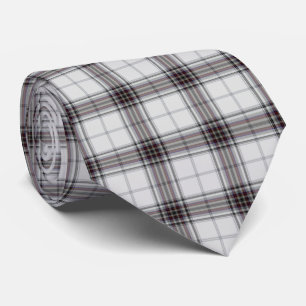 Gravata Xadrez de Tartan Vermelho Negro Branco