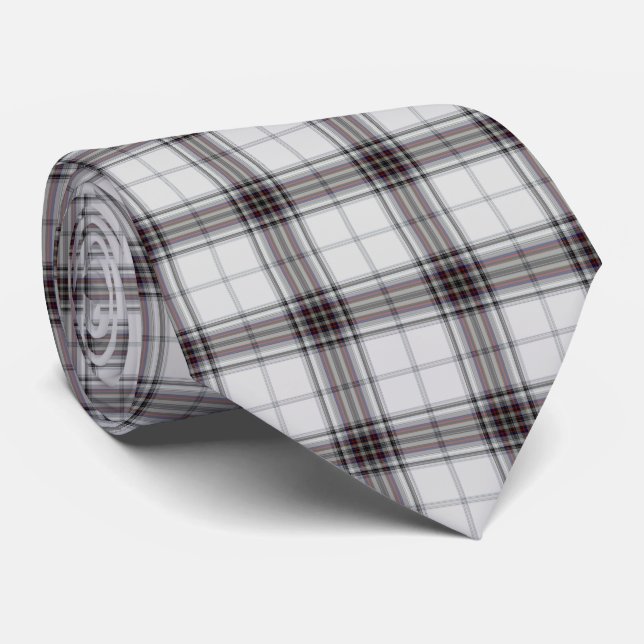 Gravata Xadrez de Tartan Vermelho Negro Branco (Rolled)
