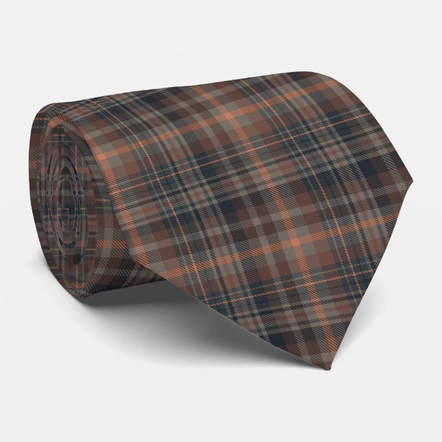 Gravata Xadrez de Terras Escuras de Madeira   (Rolled)