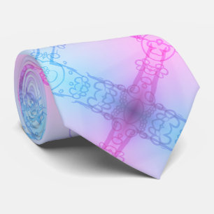 Gravata Xadrez do Orgulho Trans do Pastel Azul Neon Elétri