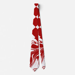 Gravata Xadrez e espirais em Vermelho e Branco