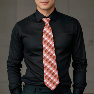 Gravata Xadrez Elegante Dourado e Vermelho