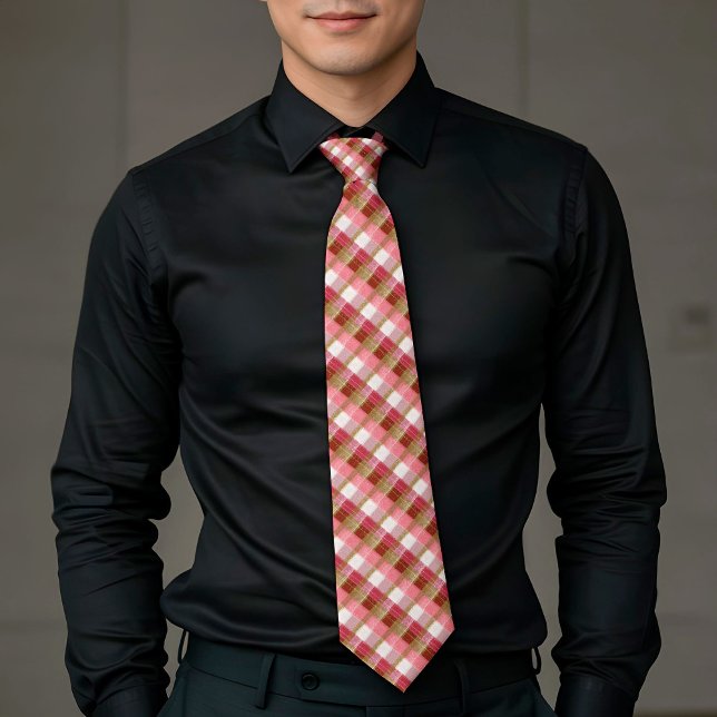 Gravata Xadrez Elegante Dourado e Vermelho (Criador carregado)