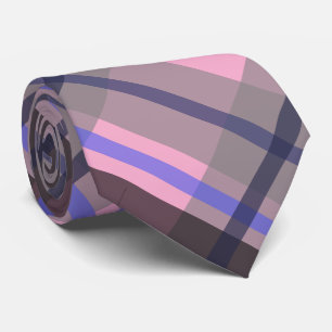 Gravata Xadrez Escocês Azul Rosa Preto Moderno