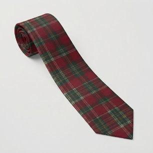 Gravata Xadrez Escocês Clássico Vermelho Escuro e Verde Fl