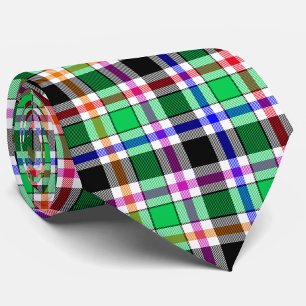 Gravata Xadrez Escocês de Flanela Multicolorida Verde e Pr