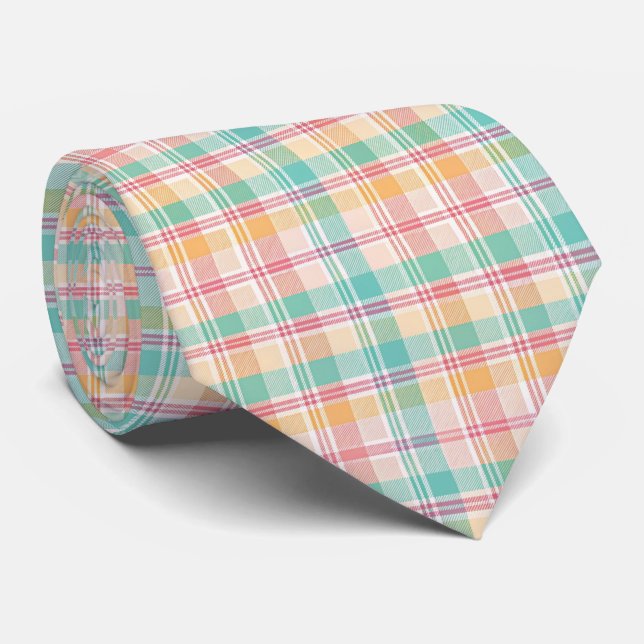 Gravata Xadrez Escocês Multicolorido (Rolled)