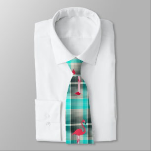 Gravata Xadrez Flamingos Neck Tie - HAMbWG