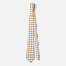 Gravata Xadrez Gingham Bege Branco