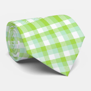 Gravata Xadrez Gingham Verde Cítrico Vibrante Moderno