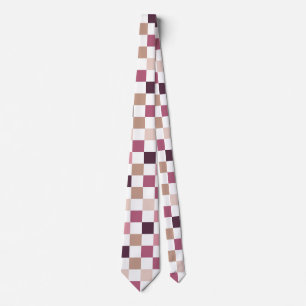 Gravata Xadrez Mosaico Minimalista Roxo e Marrom