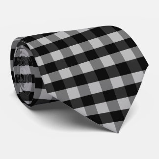 Gravata Xadrez Preto Branco Cinza
