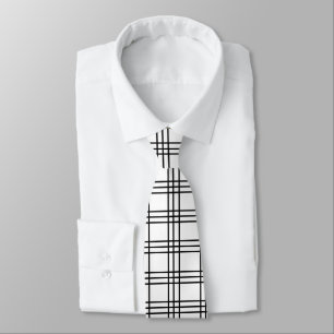 Gravata Xadrez Preto e Branco Tartan