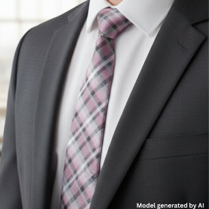 Gravata Xadrez Rosa Branco Cinza – Tartan da Moda