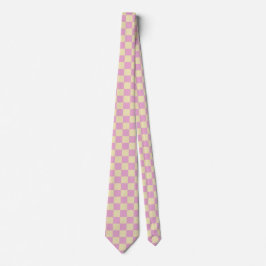 Gravata Xadrez Rosa Pastel e Amarelo Claro