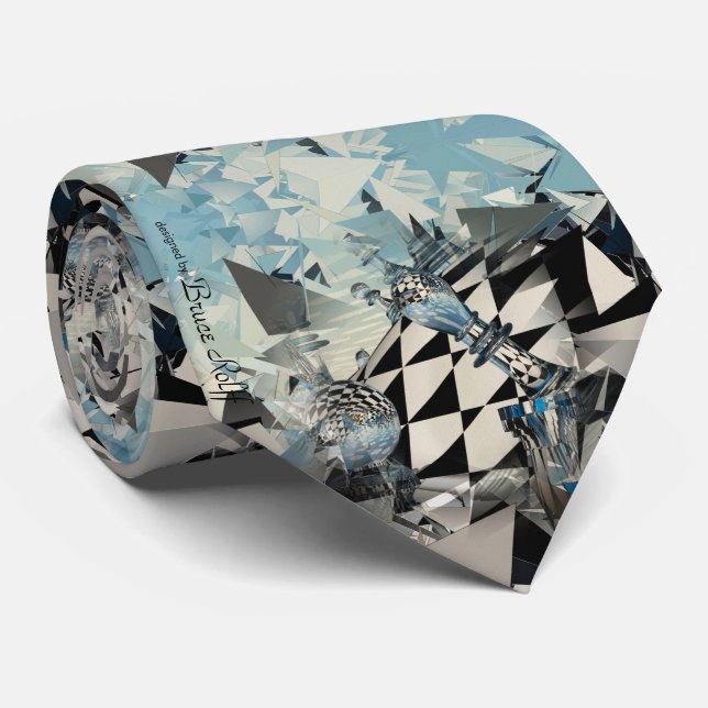 Gravata Xadrez Surreal (Rolled)