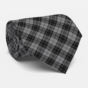 Gravata Xadrez Tartan Douglas Preto Cinza