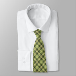 Gravata Xadrez Tartan Verde Musgo de Dois Lados