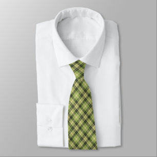 Gravata Xadrez Tartan Verde Musgo de Dois Lados