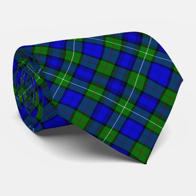 Gravata Xadrez verde azul MacKenzie tartan (Rolled)