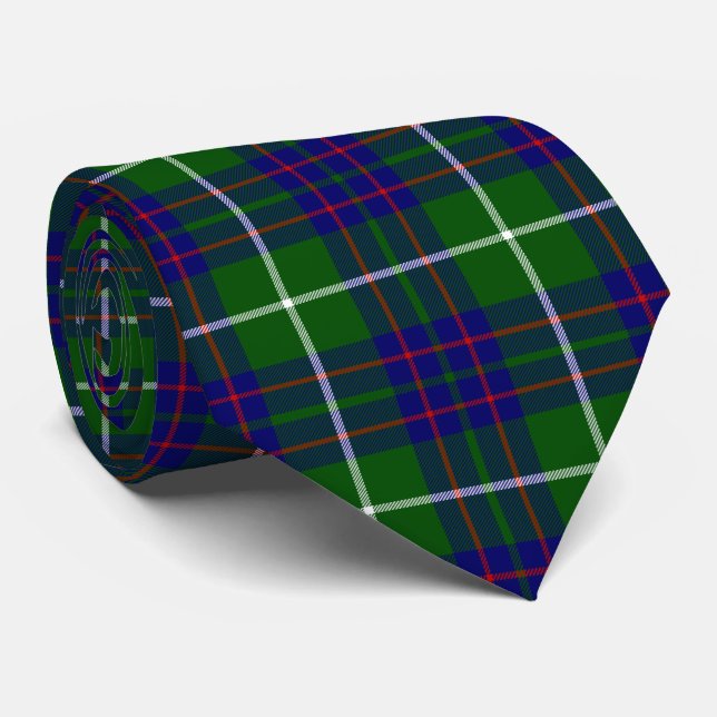 Gravata xadrez verde azul tartan MacIntyre (Rolled)