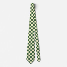 Gravata Xadrez Verde Caçador e Creme