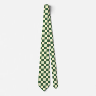 Gravata Xadrez Verde Caçador e Creme