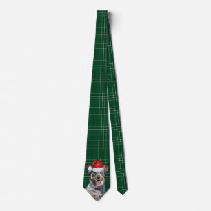 Gravata Xadrez verde do Cão azul Feriado Natal