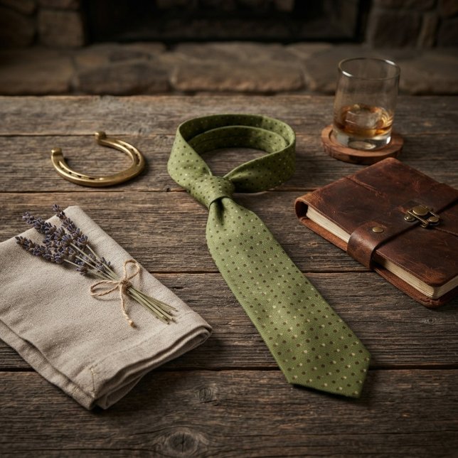 Gravata Xadrez Verde Marrom com Bolinhas Foulard (Criador carregado)