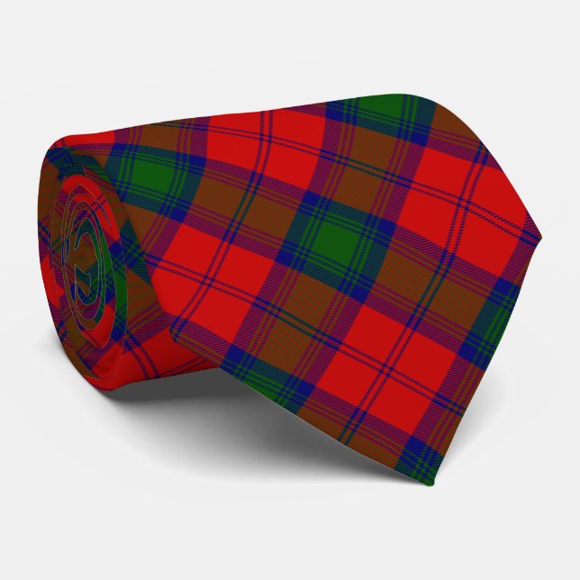 Gravata Xadrez verde-vermelha Lindsay tartan (Rolled)